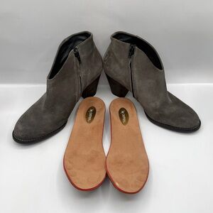 Paul Green Delgado Gray Suede Ankle Boots Women’s Size 7 Block Heel Zip Shoes